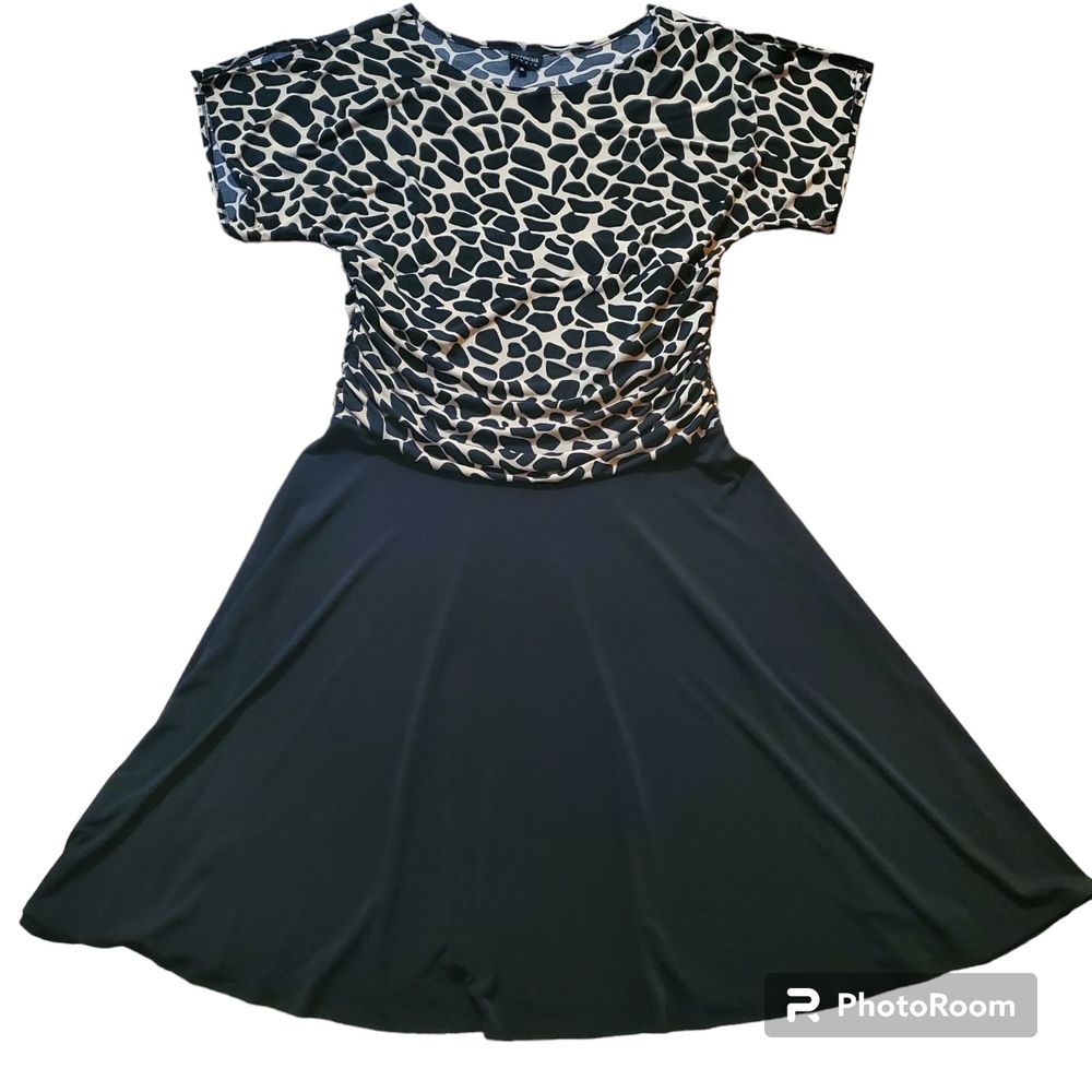 EnFocus Studio Black & Animal Print Dress Women's Size 16